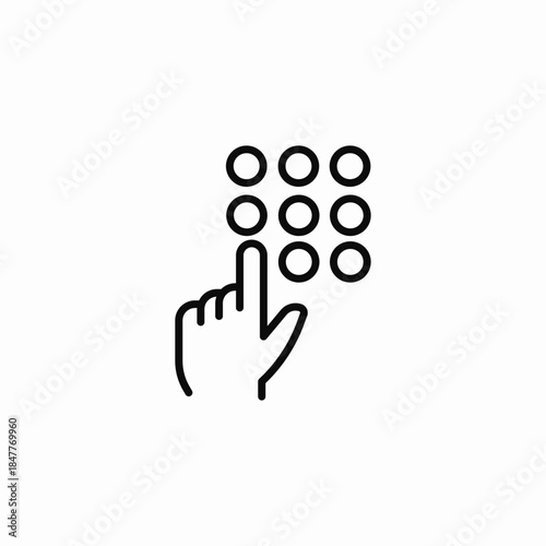 hand entering pin code icon sign vector