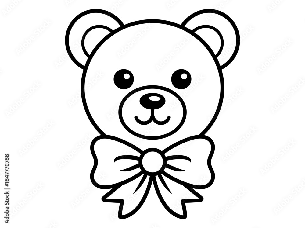 Fototapeta premium Illustration of a teddy bear with a bow tie in black and white