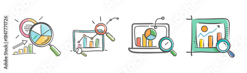 Exploring business data and growth trends: hand-drawn illustrations for financial analysis.