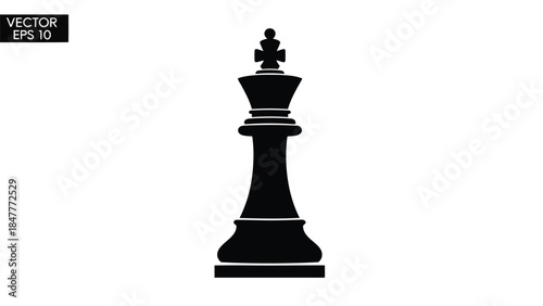 Black chess king piece silhouette vector illustration isolated on white background