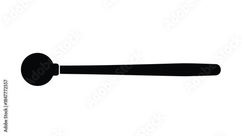 Black silhouette of a long handled spoon isolated on white background
