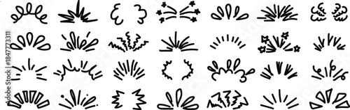 Black Floral Patterns on White Background