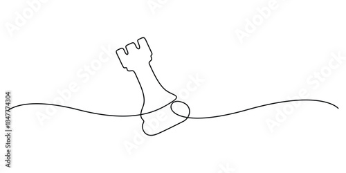 Minimalist, continuous line drawing of a chess knight piece vector illustration