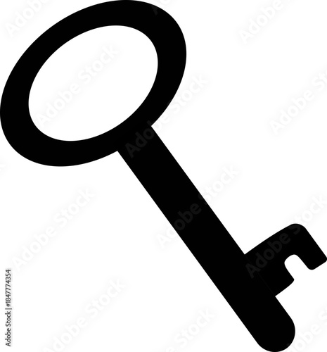 Single-Notch Key Icon – Minimalist Symbol of Access, Security, and Simplicity for UI and Graphic Design