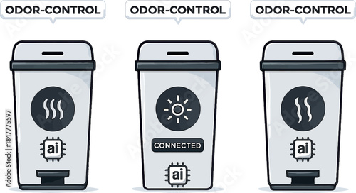 Smartphone Trash Can Concepts with Odor Control Icons