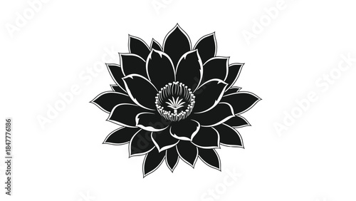 Black lotus flower vector illustration symbol isolated on white background