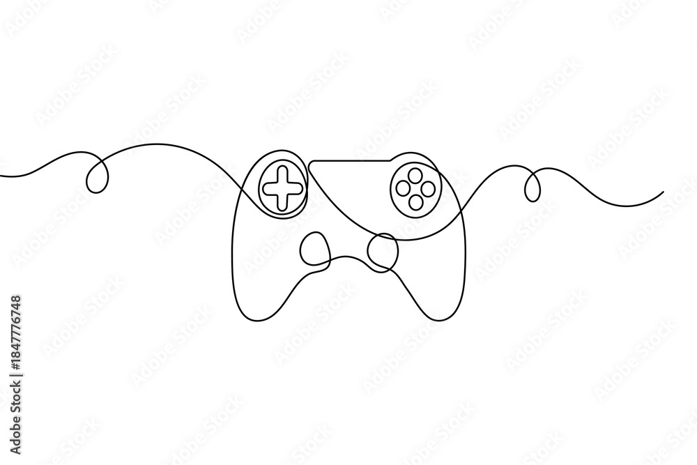 Obraz premium Game controller continuous line drawing simple gaming icon outline vector