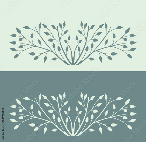 Spring background, frame of floral tree branch, leaf, plants. Elegant, stylish elements for Decoration. Hand drawing doodles of vintage botanical elements.