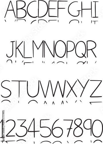 Floating Shadow Handwritten sketch typography font lettering ABC cartoon vector text