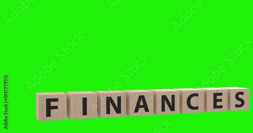 4K Dynamic 3D Animation rendering of Finance on wooden blocks and coins showing increament in finance and banking