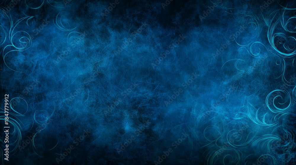 Obraz premium Dark Blue Decorative Background with Swirls and Texture – Elegant Grunge Style Template