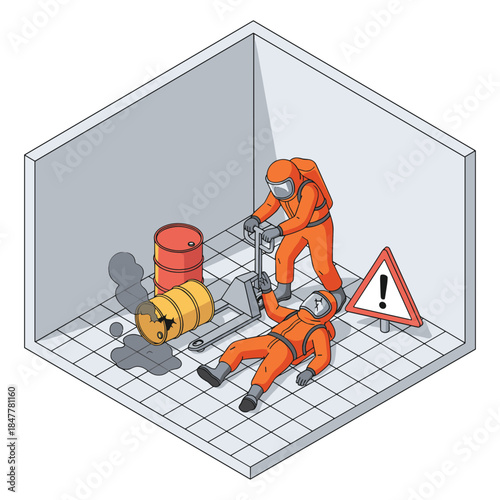 Hazmat Worker Chemical Leak Accident Illustration