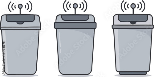 Three Smart Trash Bins with Wireless Connectivity