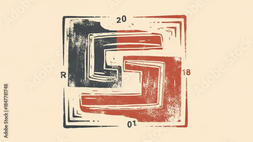 Abstract geometric logo with distressed texture representing duality and contrast perfect for brandi