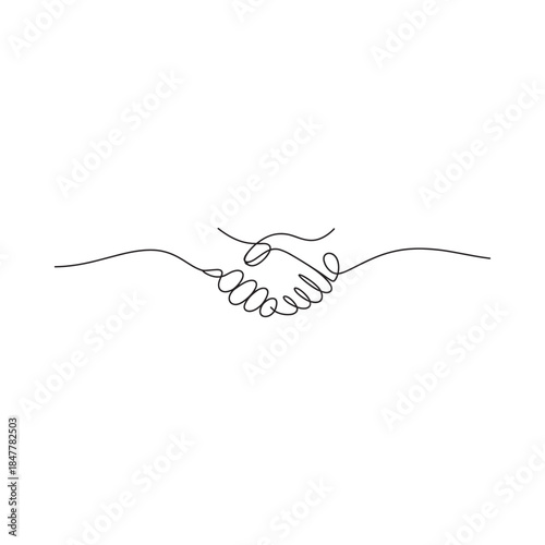 Simple line art illustration of two hands shaking in agreement or partnership