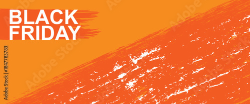 A vibrant orange grunge texture background with white text, perfect for energetic Black Friday sale ads and modern commercial goals