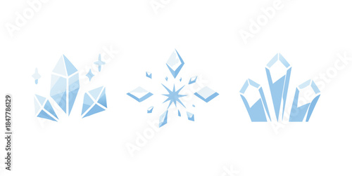 Illustration of various ice crystals