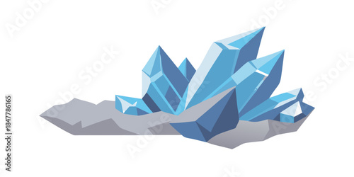 Blue crystal cluster on rock