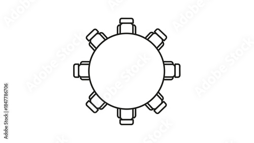 Minimalistic Illustration of a Circular Hub with Multiple Connected Nodes for Connectivity and