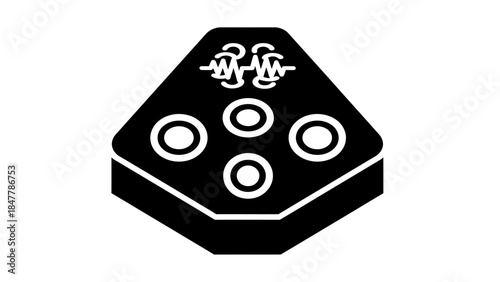 Minimalistic Icon of a Slice of Pizza with Toppings and Drippings