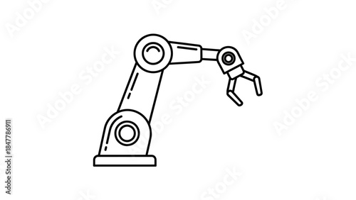 Minimalistic Line Art Illustration of a Robotic Arm Engineering Design