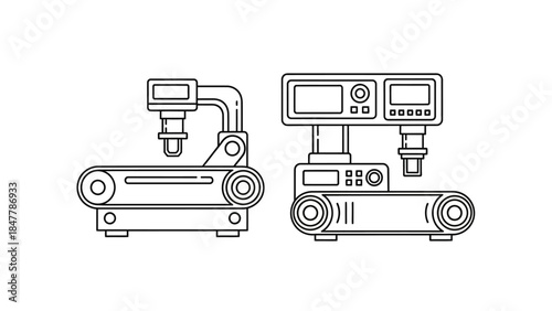 Minimalistic Line Art Illustration of Advanced Automated Industrial Robots for Manufacturing