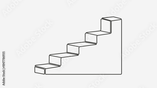 Minimalistic Line Art Illustration of a Stairs Structure for Conceptual Design
