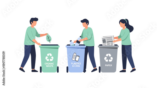 People recycling in an eco friendly community