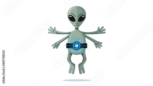Alien character with four arms and glowing belt