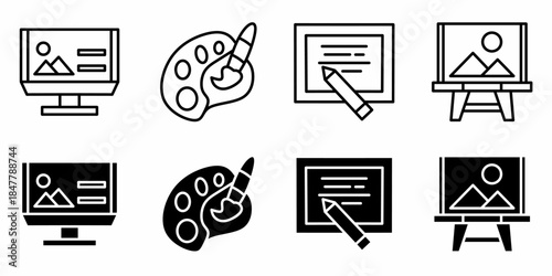 Graphic design. Vector collection of graphic design icon illustration. Black icon design.