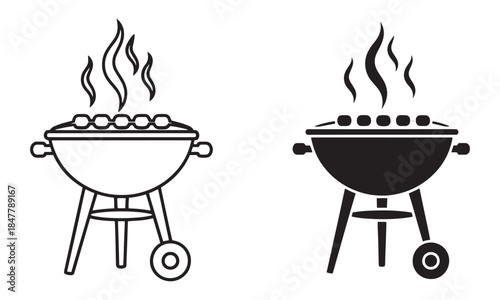 Barbecue Grill Icon Vector. Cooking, Outdoor, Food Symbol