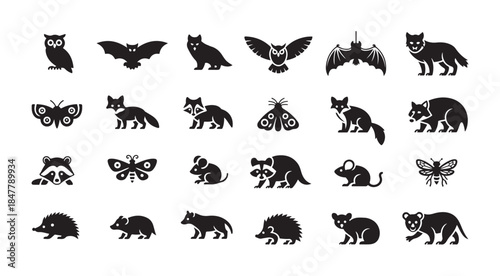 Set of forest animals icons isolated on white background. flat vector illustration collection