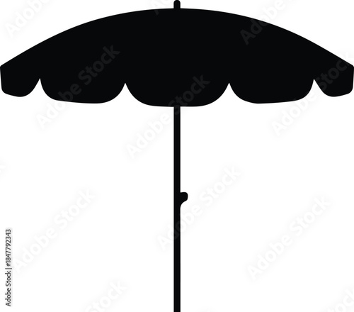 Minimalist black beach umbrella parasol silhouette vector icon
