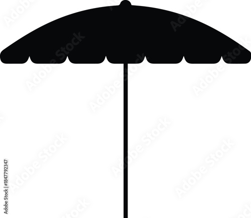 Minimalist black beach umbrella parasol silhouette vector icon