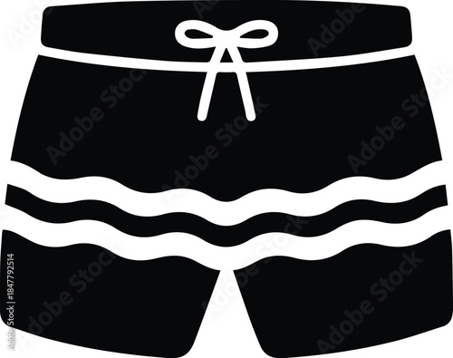 Minimalist black swimming trunks swimsuit silhouette vector icon