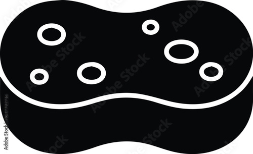 Minimalist black cleaning sponge scrubber silhouette vector icon