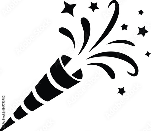 Minimalist black party blower noisemaker silhouette vector icon