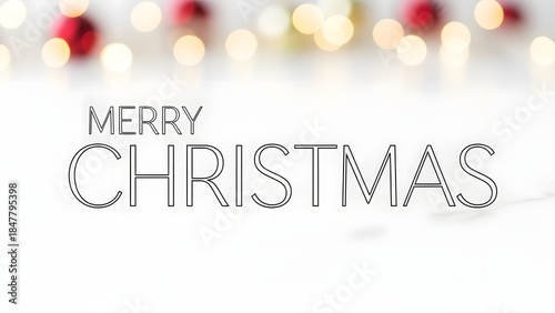 merry christmas text on bokeh white layer