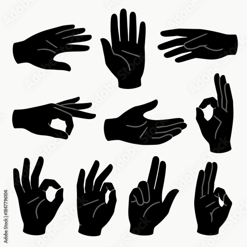 [Vector EPS]Different hand gestures showing various signs and symbols