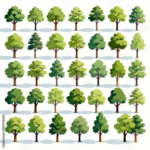 [Vector EPS]Collection of various tree illustrations for nature related designs