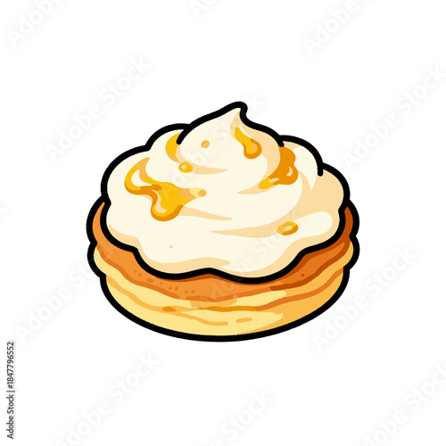 [Vector EPS]A delicious pastry with cream and honey topping