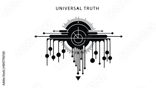 Geometric abstract design with circles and lines on white background