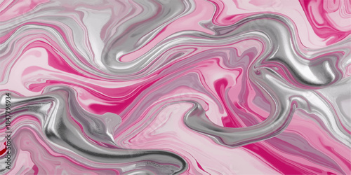Pink abstract background with a colorful blue and brown liquid marble texture featuring seamless 3d paint waves and a flowing water curve design for an artistic wallpaper backdrop
