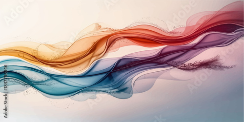 Abstract colorful smoke background featuring a smooth blue wave design with flowing curves and motion swirls in a soft silk pattern illustration