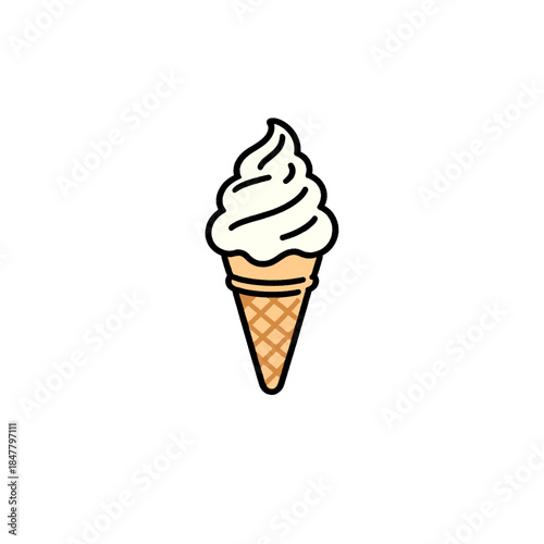 [Vector EPS]Delicious ice cream cone with soft creamy swirl