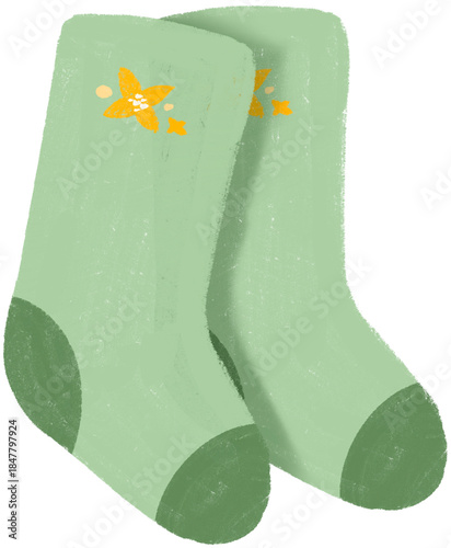 green socks on a white background