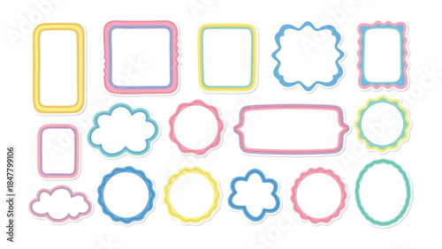 Whimsical Frame Collection: A delightful assortment of colorful frames in various shapes and sizes, perfect for adding a touch of charm and creativity to any project.