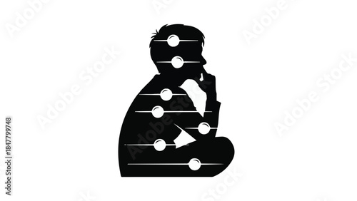 Simple silhouette of a person sitting in a meditative pose
