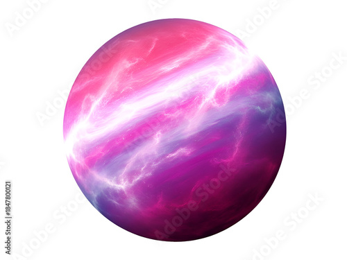 Abstract Energy Sphere with Radiant Purple and Pink Light on white background
