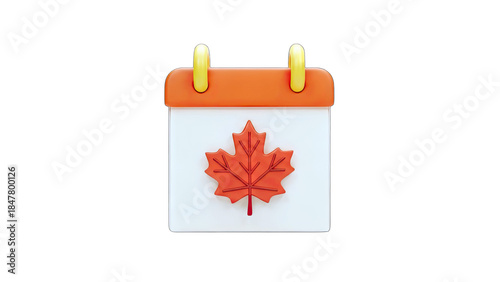 Autumn Calendar with Maple Leaf Icon